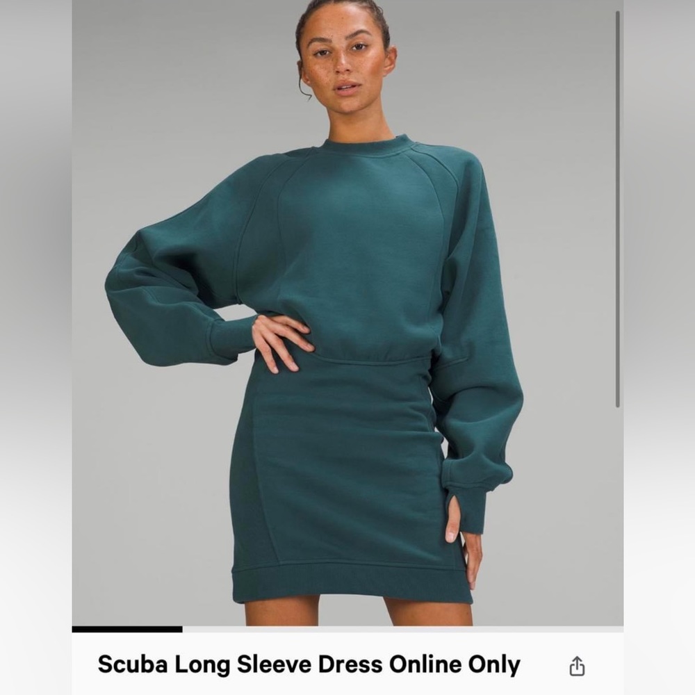 NWT Lululemon Scuba Long Sleeve Dress Green Jasper